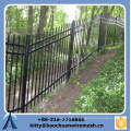 Applying to sloping terrain powder coated black steel fence for garden